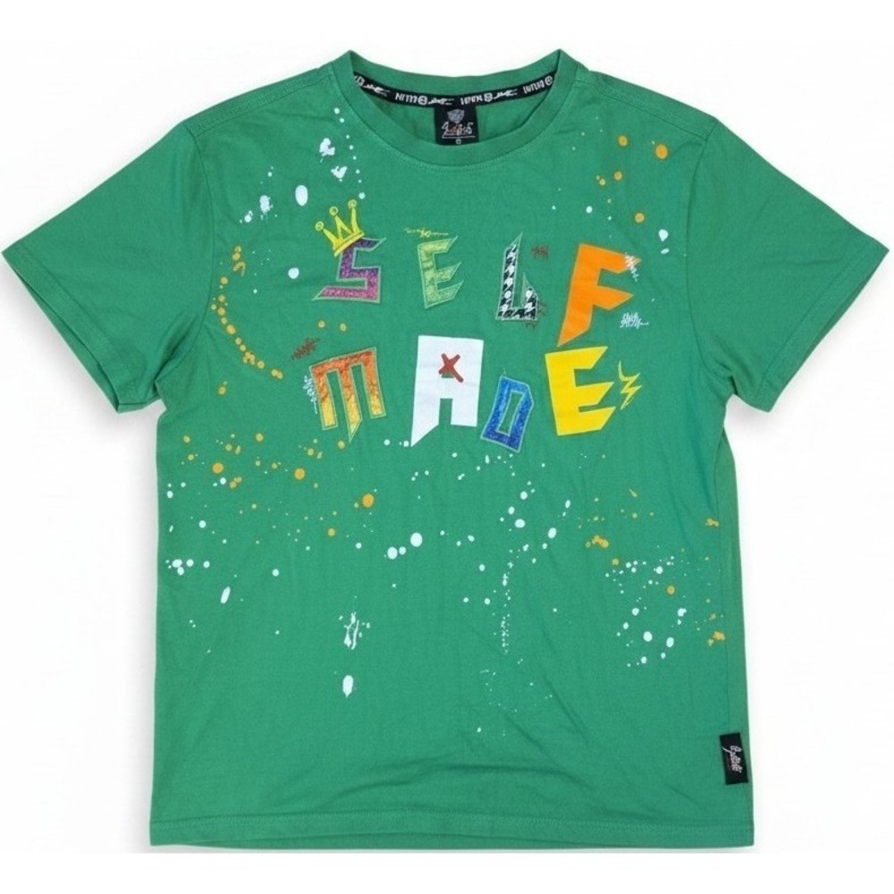Switch Remarkable Self Made Men's Medium Green Graffiti Embroidered T-Shirt